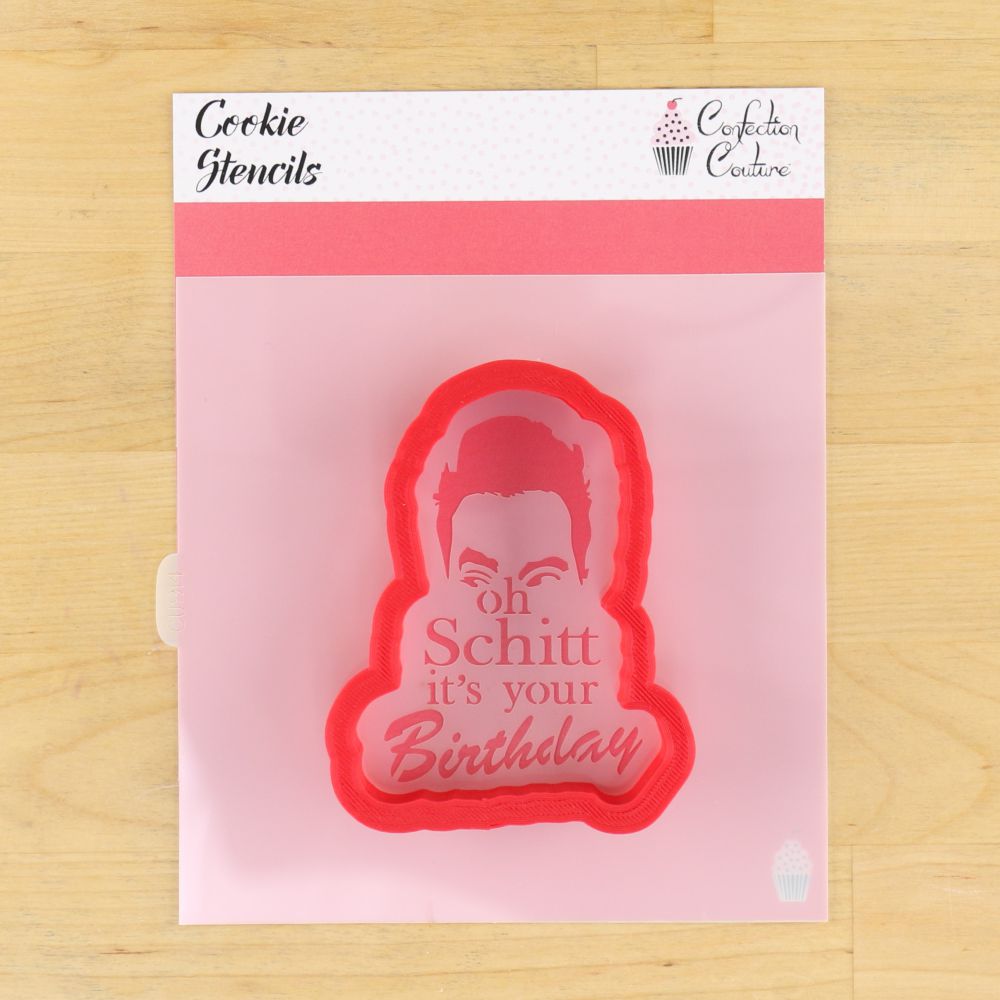 Schitt's Creek Birthday Cookie Stencil with matching cookie cutter