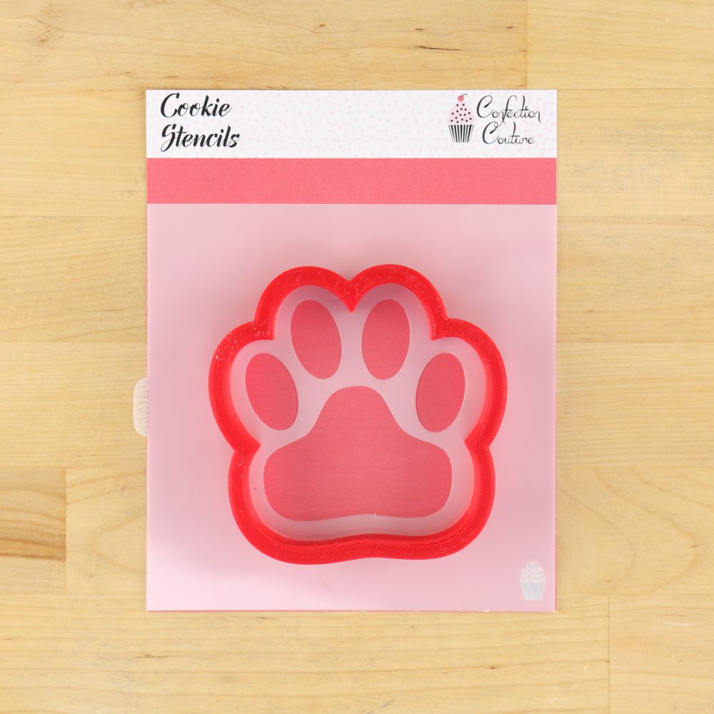 Paw Print cookie stencil and Paw Print shaped cookie cutter