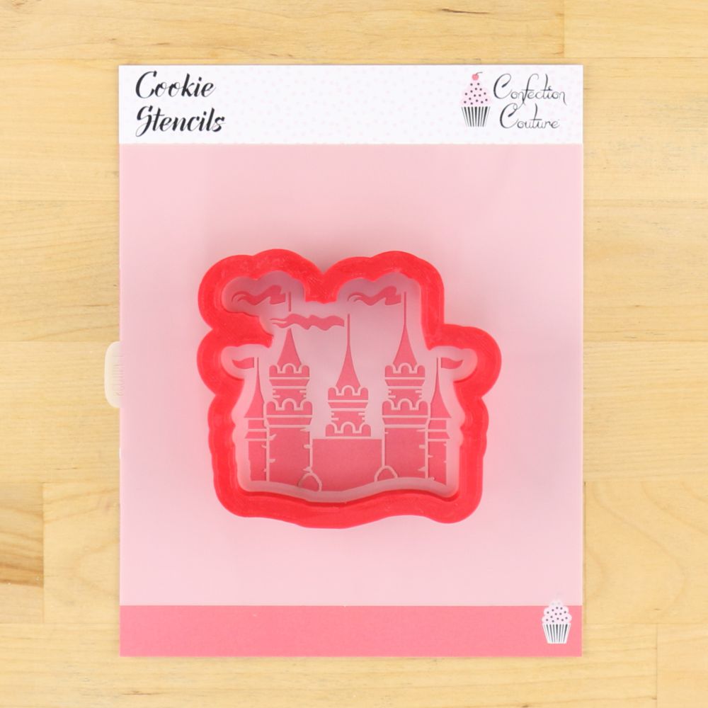 castle cookie stencil with castle cookie cutter