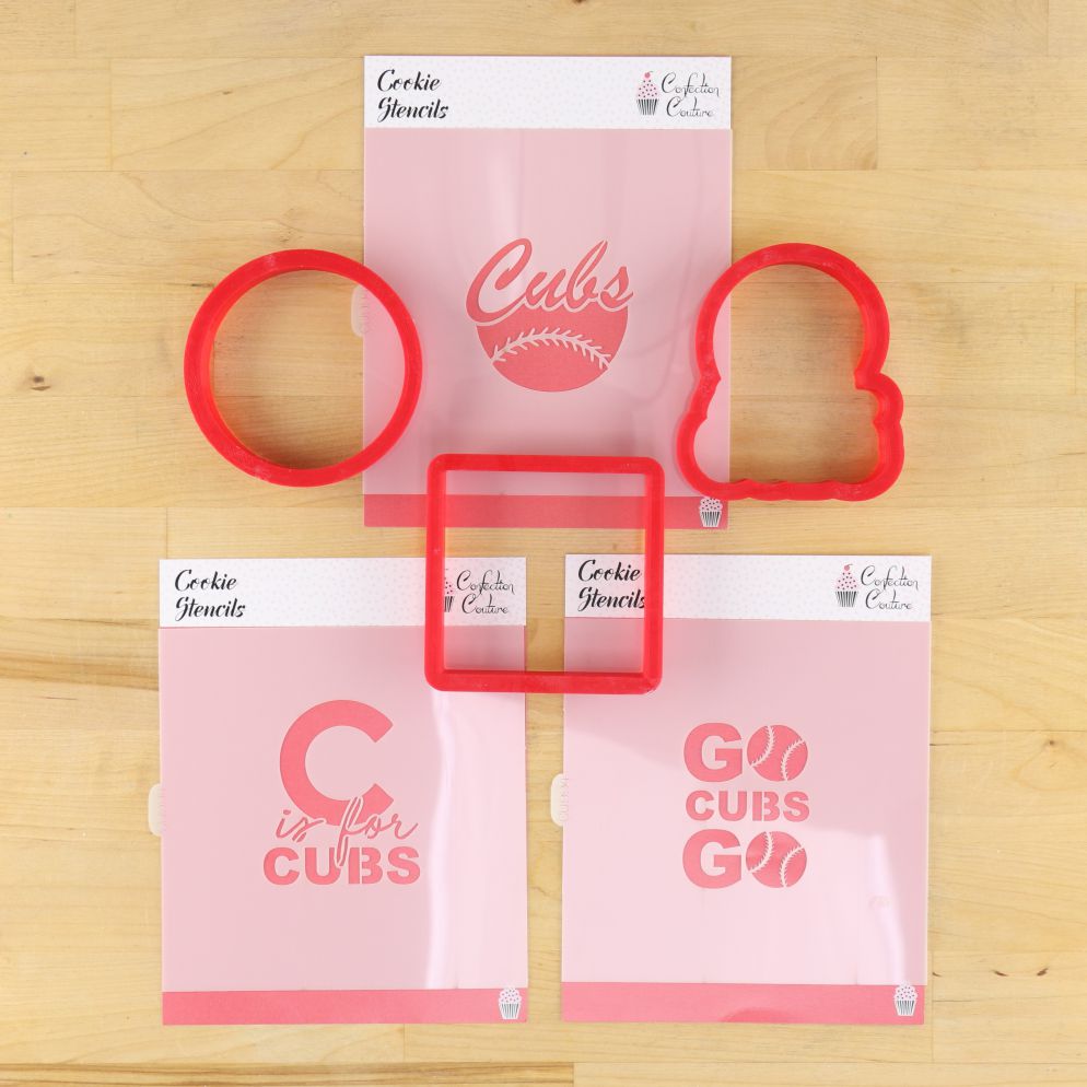 Cubs Theme Baseball Stencil Set for Cookies – Confection Couture Stencils