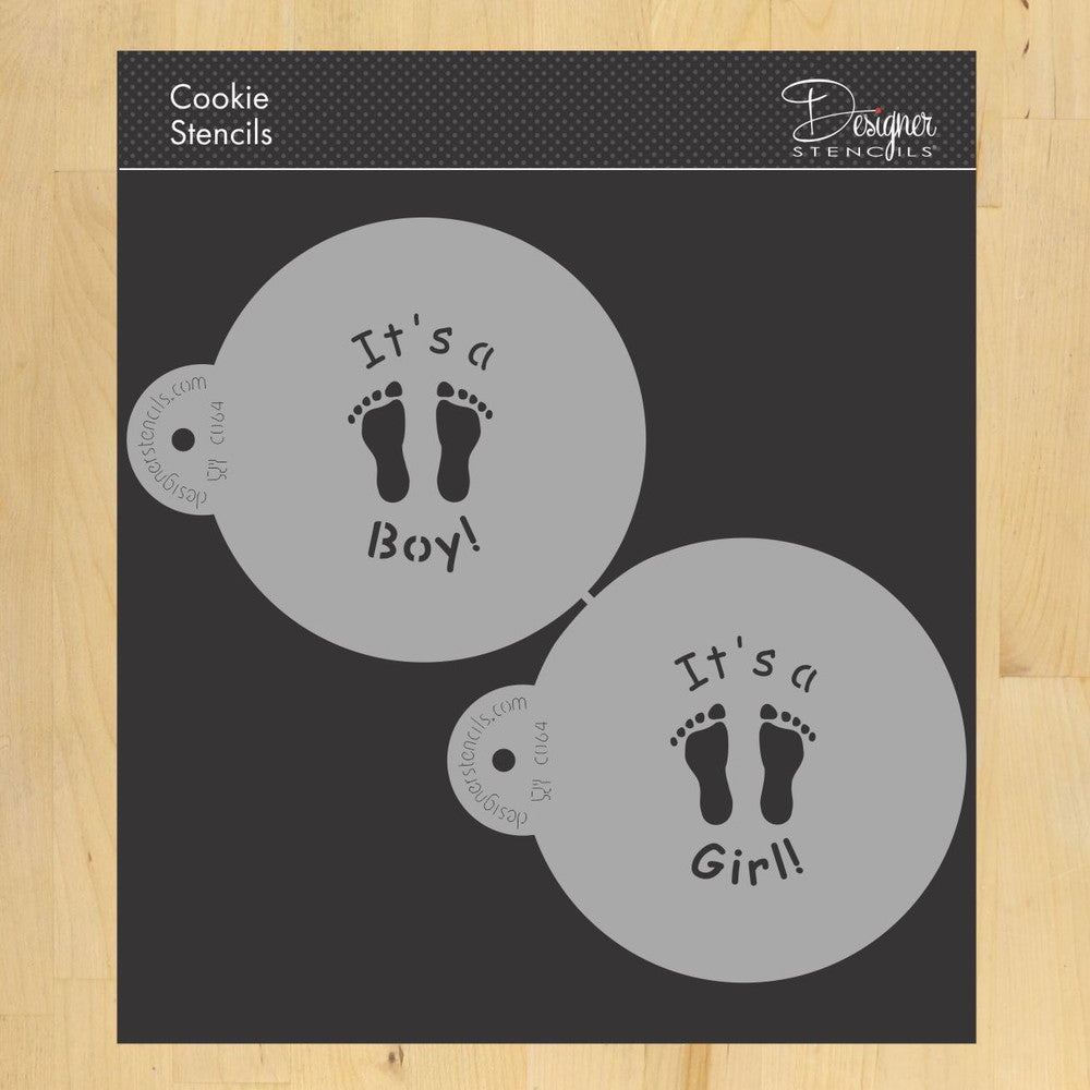 Gender Reveal Round Cookie Stencil Sets by Designer Stencils