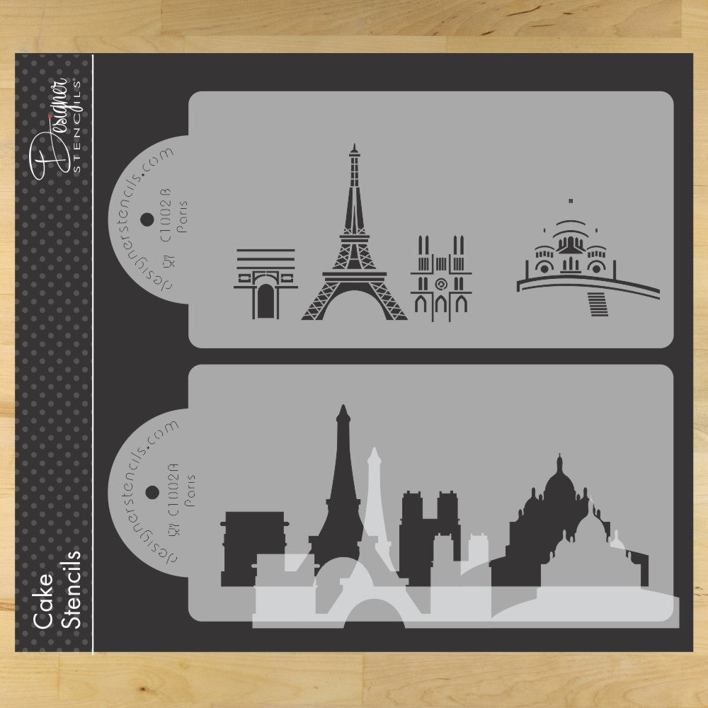 Paris Skyline Stencil Set for Cake Decorating - Confection Couture Stencils