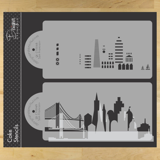 San Francisco Detailed Skyline Cake Stencil Side by Designer Stencils