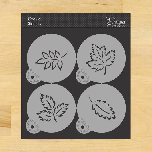 Brush Stroke Leaves Round Cookie Stencil Set by Designer Stencils