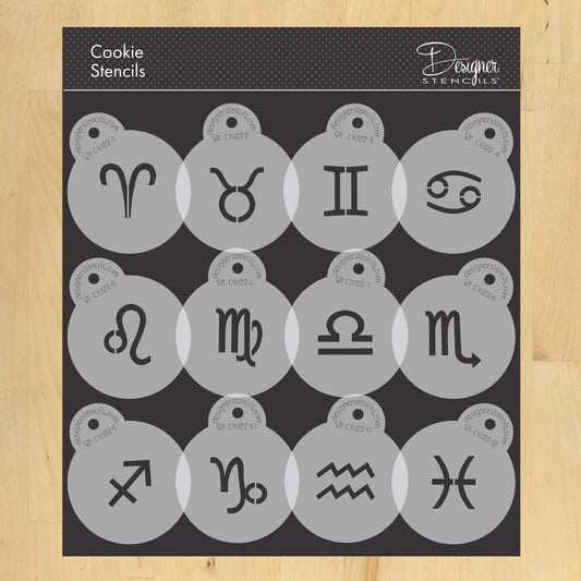 Astrological Zodiac Signs Round Cookie Stencil Set by Designer Stencils