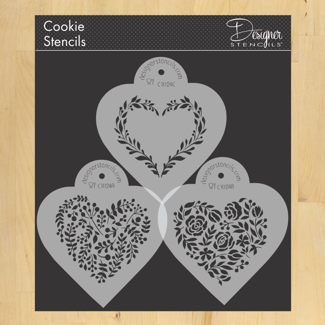 Vintage Hearts Cookie Stencil Set by Designer Stencils