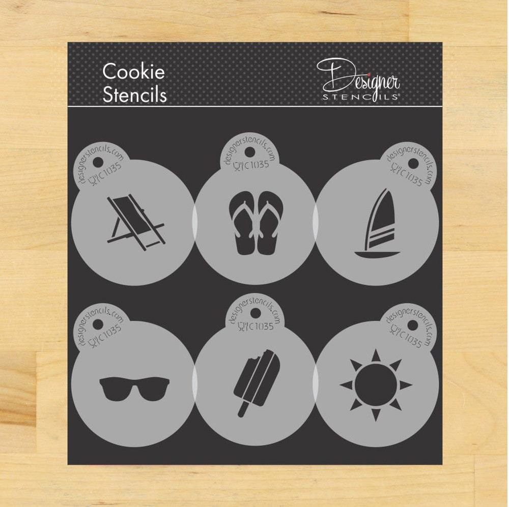 Summer Season Round Cookie Stencil Sets by Designer Stencils
