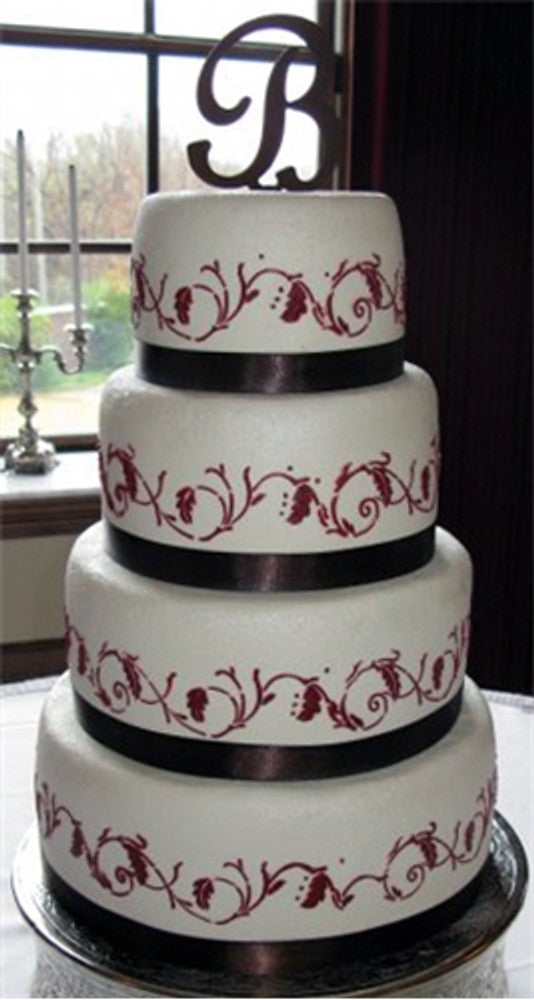 WEDDING CAKE USING Oak Leaf Cake Stencil Side by Designer Stencils 2" 