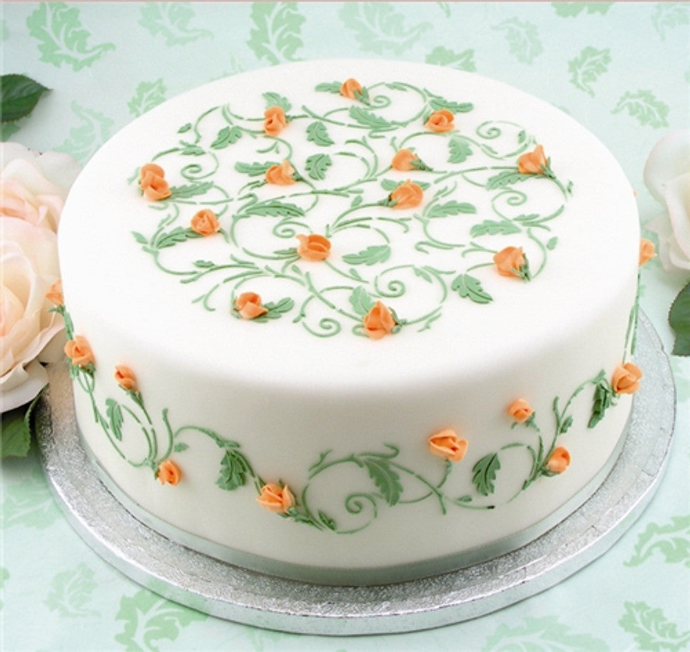 BIRTHDAY CAKE USING Oak Leaf Cake Stencil Side by Designer Stencils