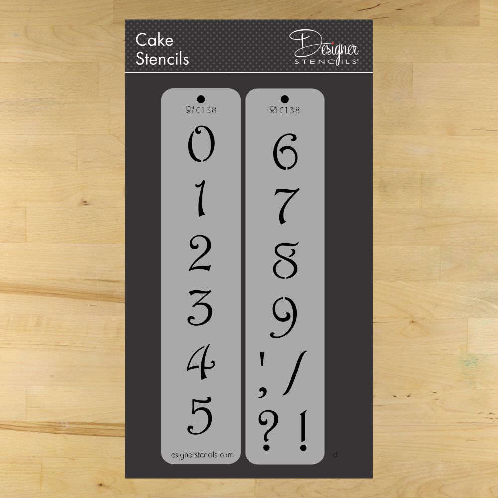 Contemporary Numbers Cake Stencil Set by Designer Stencils