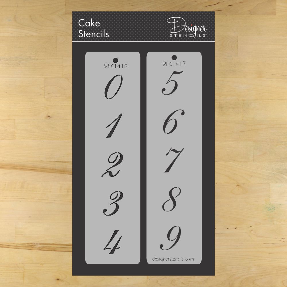 Script Style Numbers for Decorating Cakes - Confection Couture Stencils