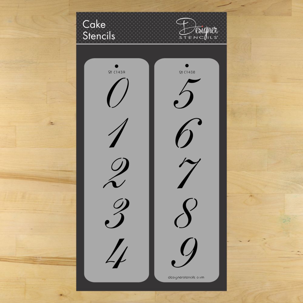 Script Style Numbers for Decorating Cakes - Confection Couture Stencils