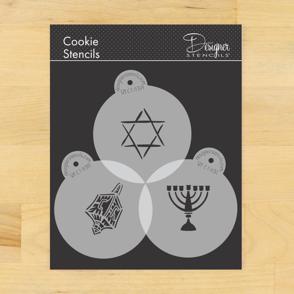 Jewish Symbols Round Cookie Stencil Set by Designer Stencils LARGE
