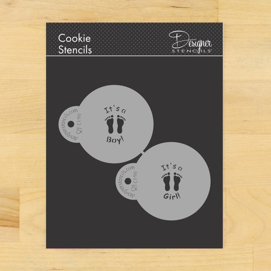 Gender Reveal Round Cookie Stencil Sets by Designer Stencils