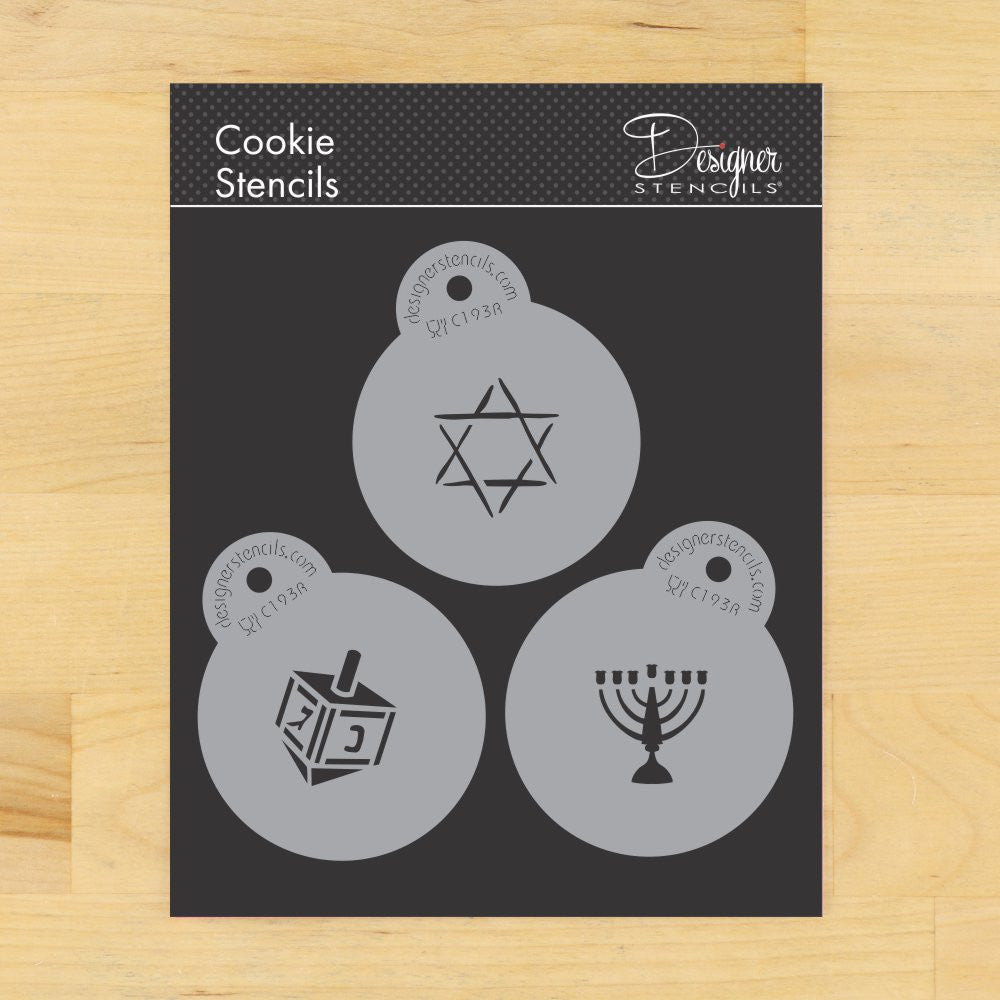 Jewish Symbols Round Cookie Stencil Set by Designer Stencils SMALL3