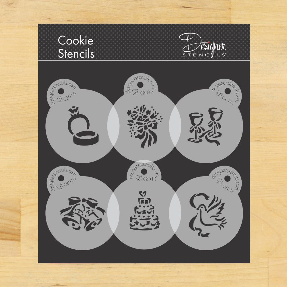 Wedding Cookie Stencil Rounds by Designer Stencils Confection Couture Stencils