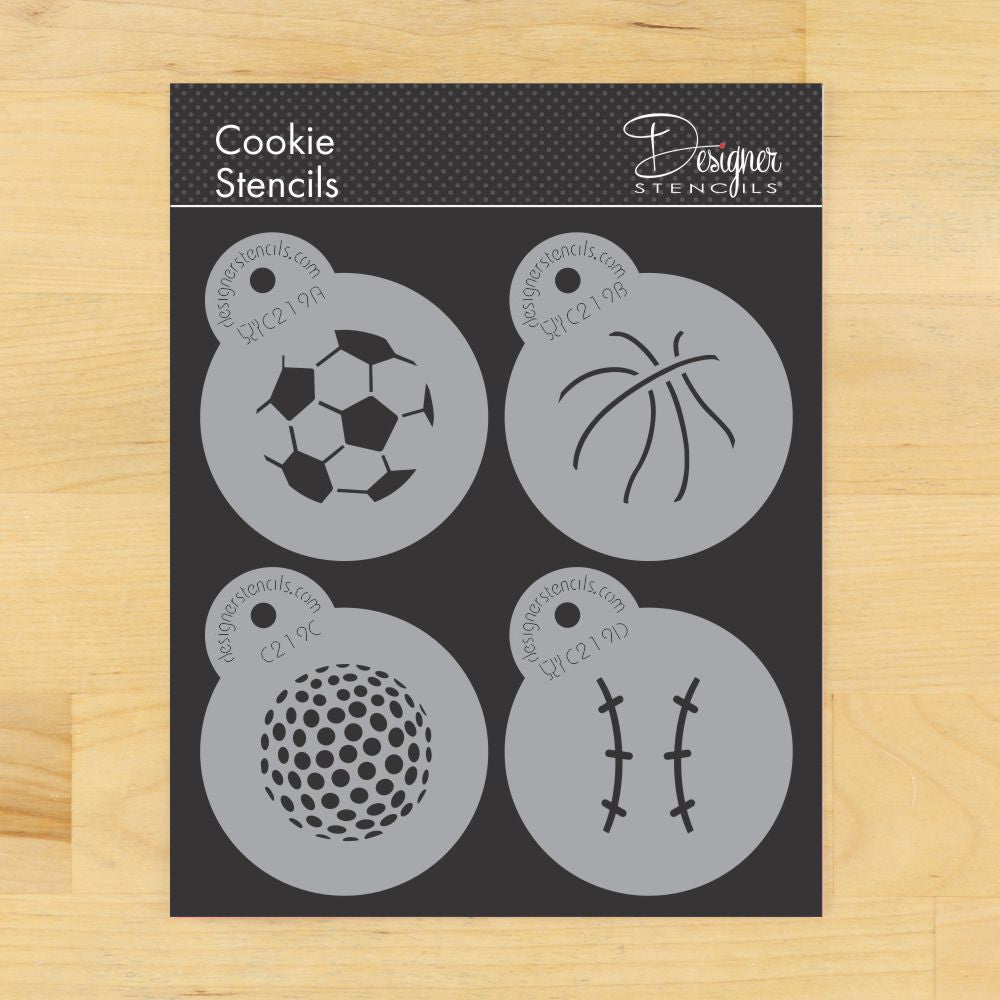 Sports Ball Round Cookie Stencil Set by Designer Stencils