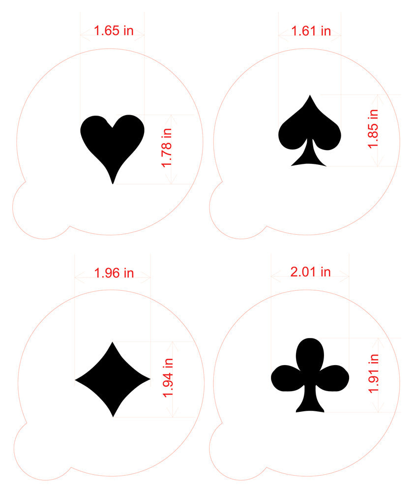 Card Suit Round Cookie Stencil Set by Designer Stencils measurements