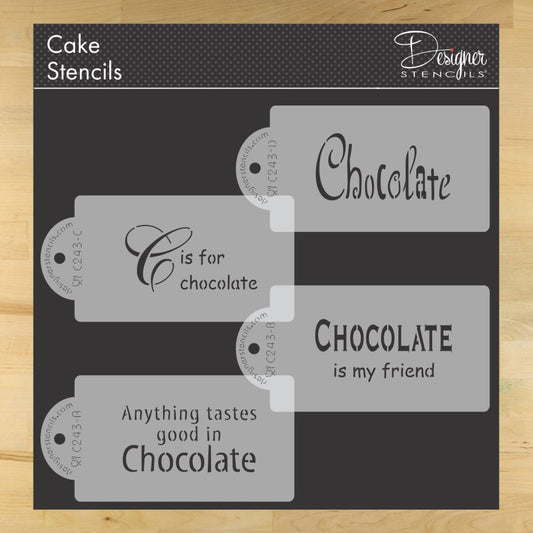 Chocolate Sayings Cake Stencil Set by Designer Stencils