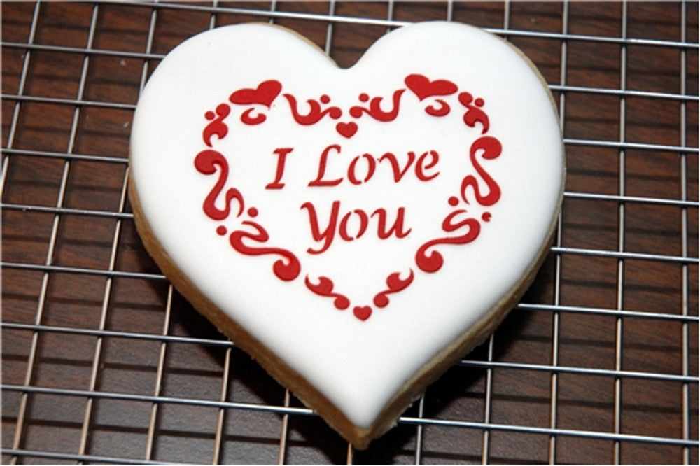 I Love You Round Cookie Stencil Set by Designer Stencils