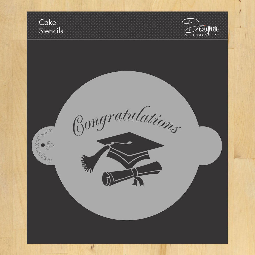 Congratulations Graduation Cake Stencil Top by Designer Stencils