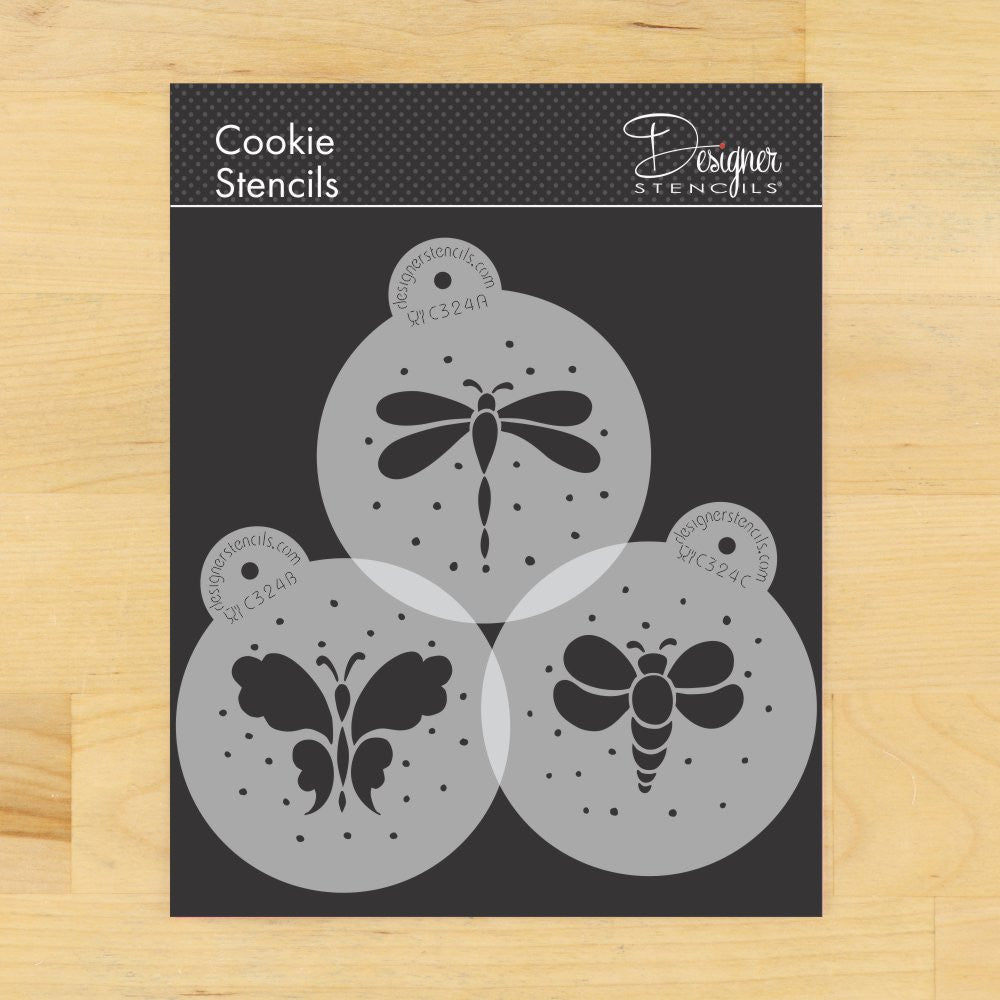 Garden Bugs Round Cookie Stencil Sets by Designer Stencils 4 Inch Set