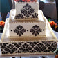 Wedding Cake using Intricate Damask Cake Stencil Side by Designer Stencils