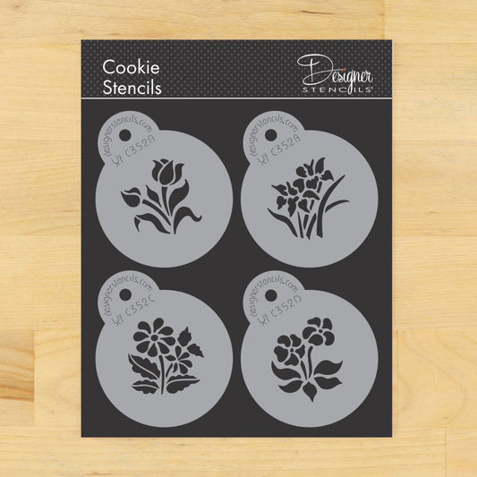 Botanical Flowers Round Cookie Stencils by Designer Stencils