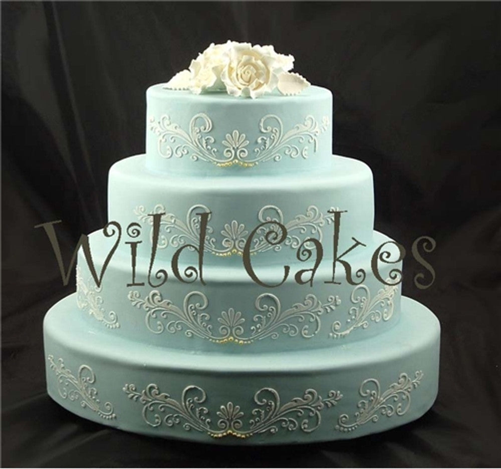 Elegant Fleur de Lis Cake Stencil Side by Designer Stencils