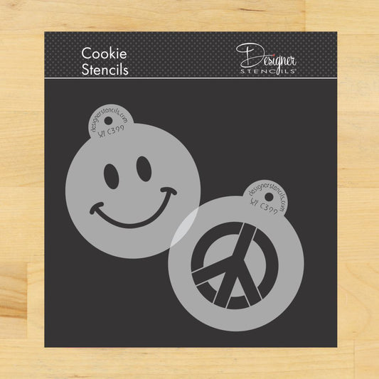Peace & Happiness Round Cookie Stencil Set by Designer Stencils