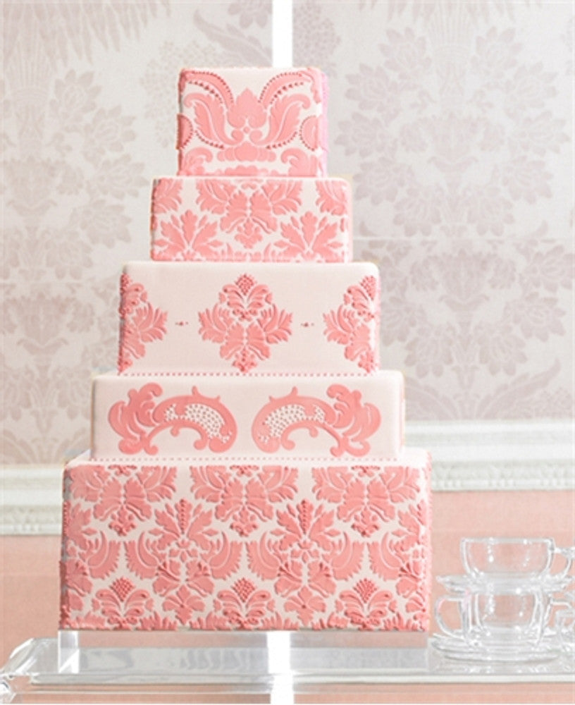 Wedding Cake using Damask Tier 5 Cake Stencil Side Set by Designer Stencils