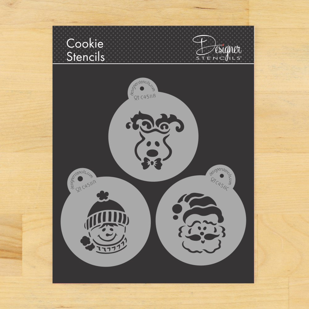 Whimsical Holiday Round Cookie Stencil Set by Designer Stencils