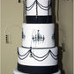 5 Tiered cake stenciled in black using Chandelier Cake Stencil Side Set by Designer Stencils