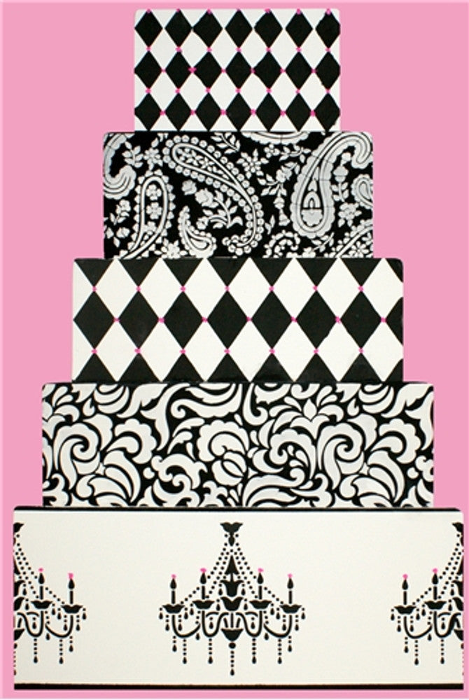 decorated cake using Chandelier Cake Stencil Side Set by Designer Stencils