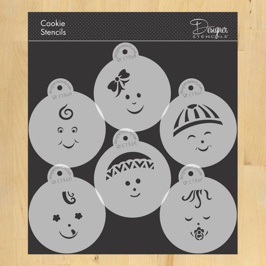 Baby Faces Round Cookie Stencil Sets by Designer Stencils