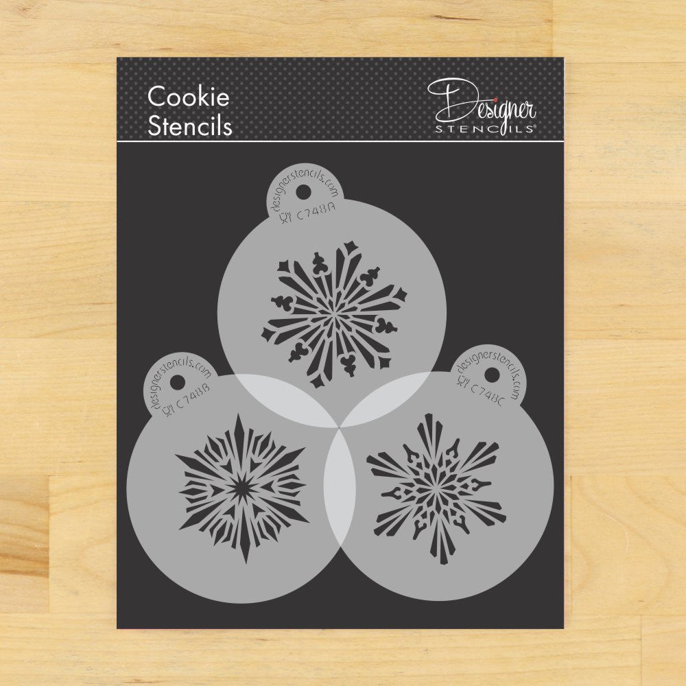 Crystal Snowflakes Round Cookie Stencil Set by Designer Stencils