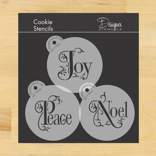Joy, Noel, Peace Cookie and Cupcake Stencil Set by Designer Stencils
