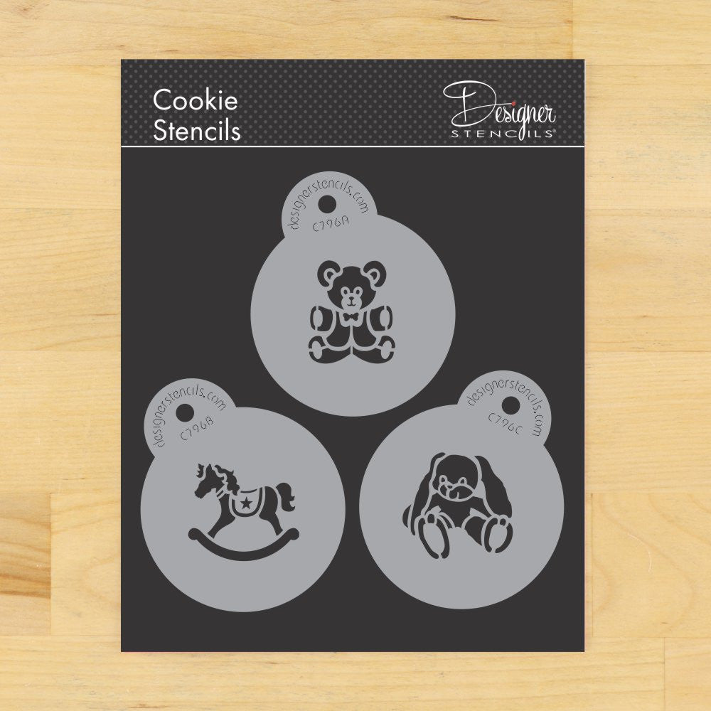 Baby Toys Round Cookie Stencil Sets by Designer Stencils 2 Inch Set