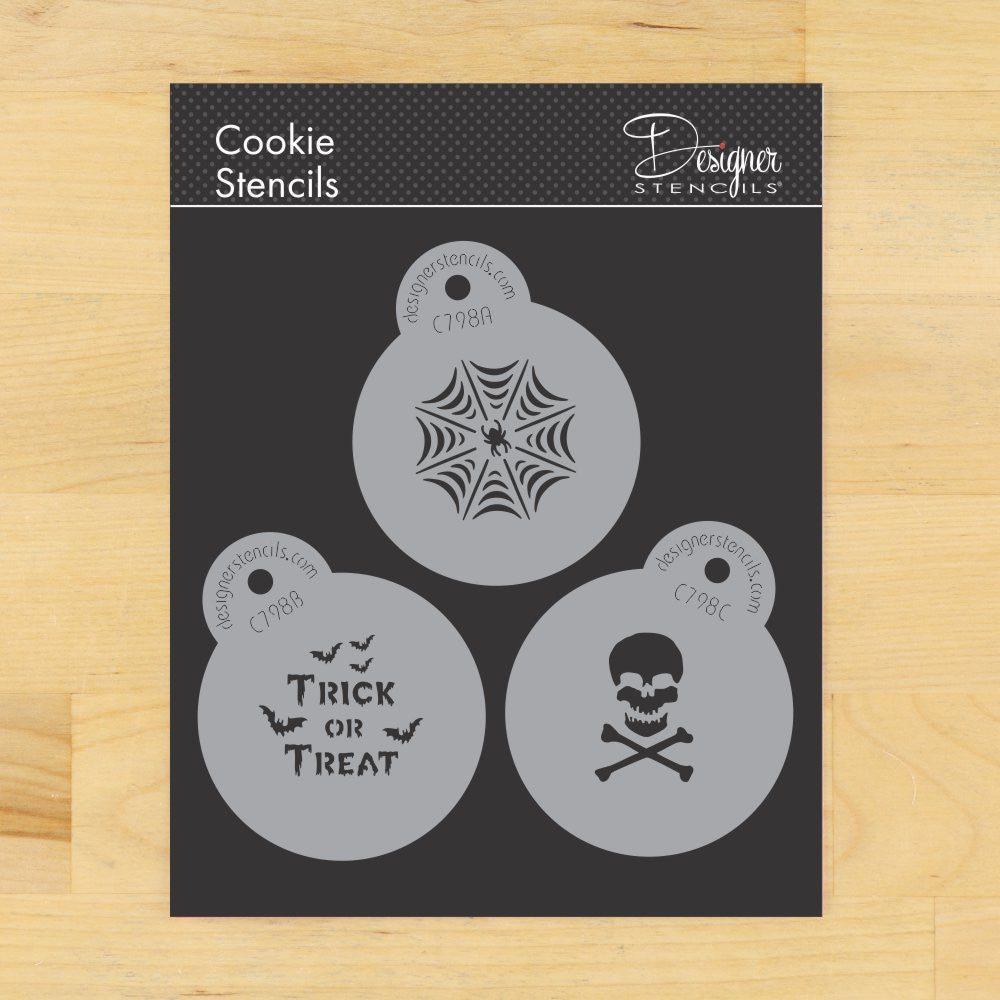 Mini Trick or Treat Round Cookie Stencil Set by Designer Stencils