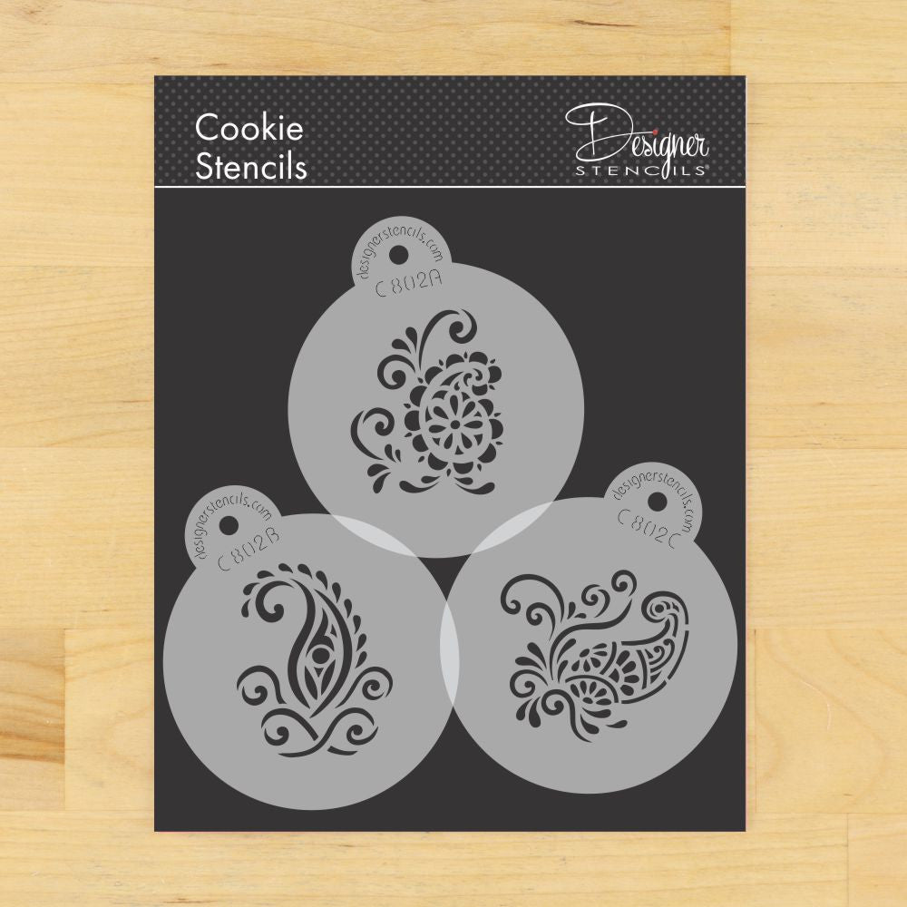 Paisley Cookie Stencil Rounds by Designer Stencils Confection Couture Stencils