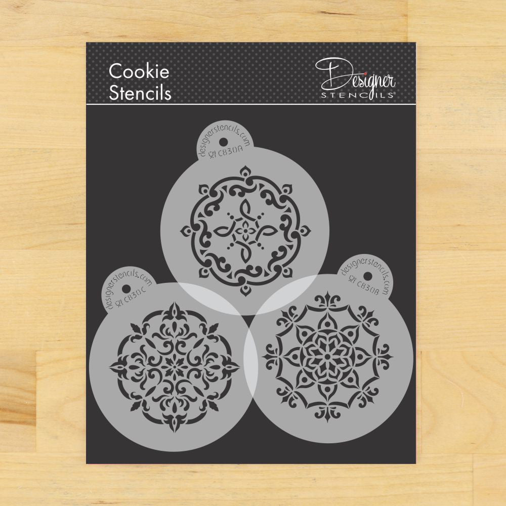 Venetian Prints Round Cookie Stencil Set by Designer Stencils
