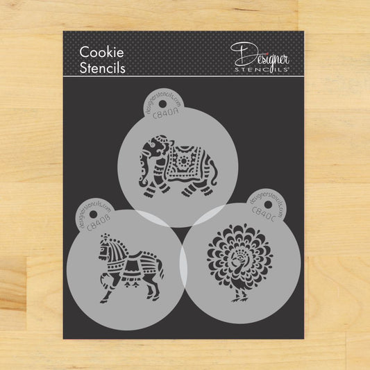 Indian Animals Round Cookie Stencil Set by Designer Stencils