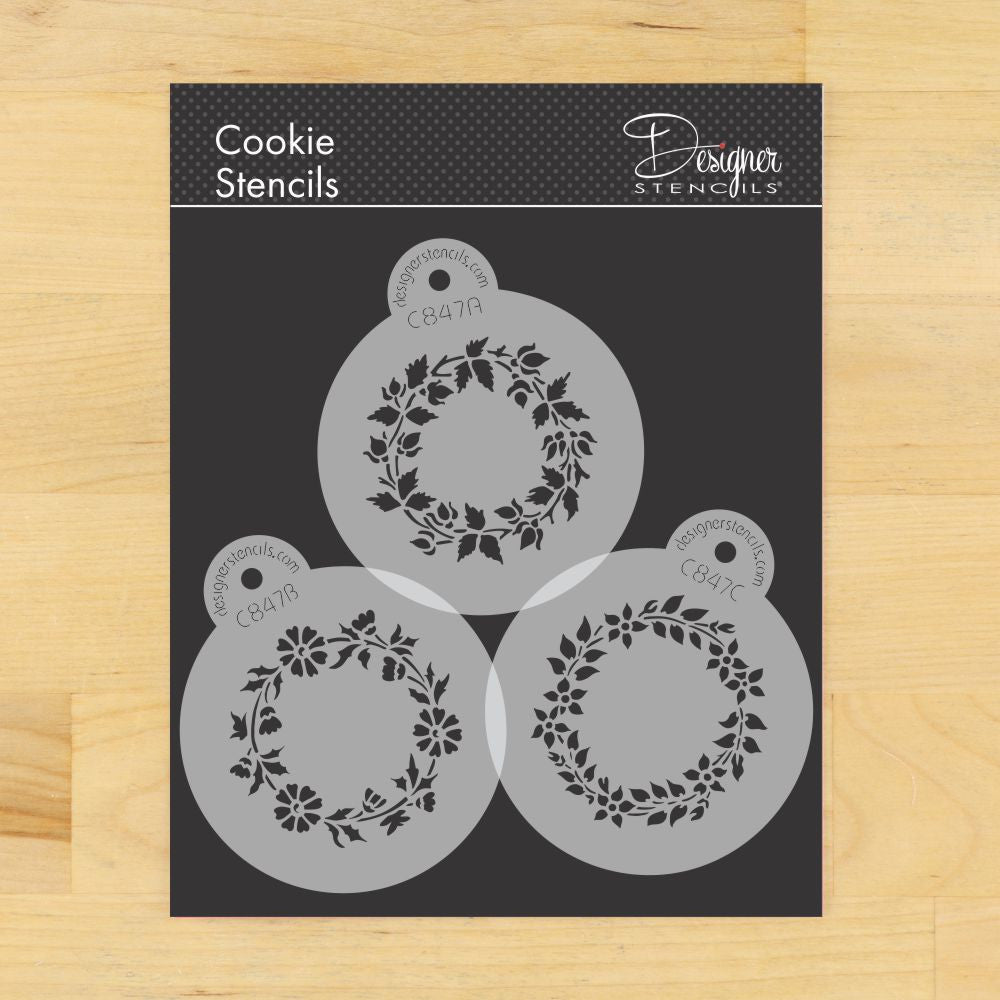 Flower Chain Round Cookie Stencil Set by Designer Stencils