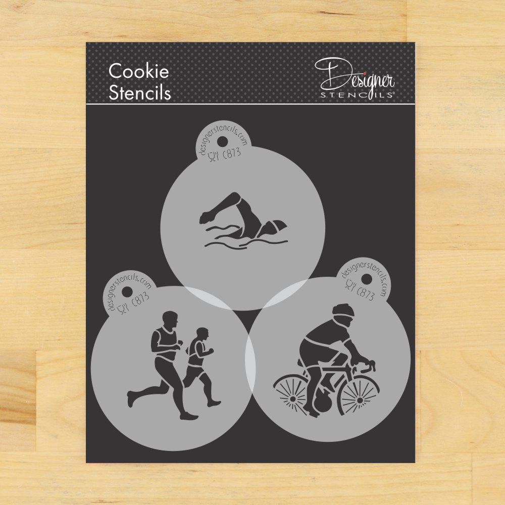 Triathlon Round Cookie Stencil Set by Designer Stencils
