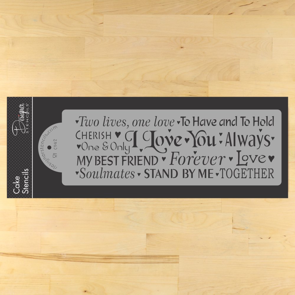 Beautiful Words of Love Stencil for Cake Decorating Confection