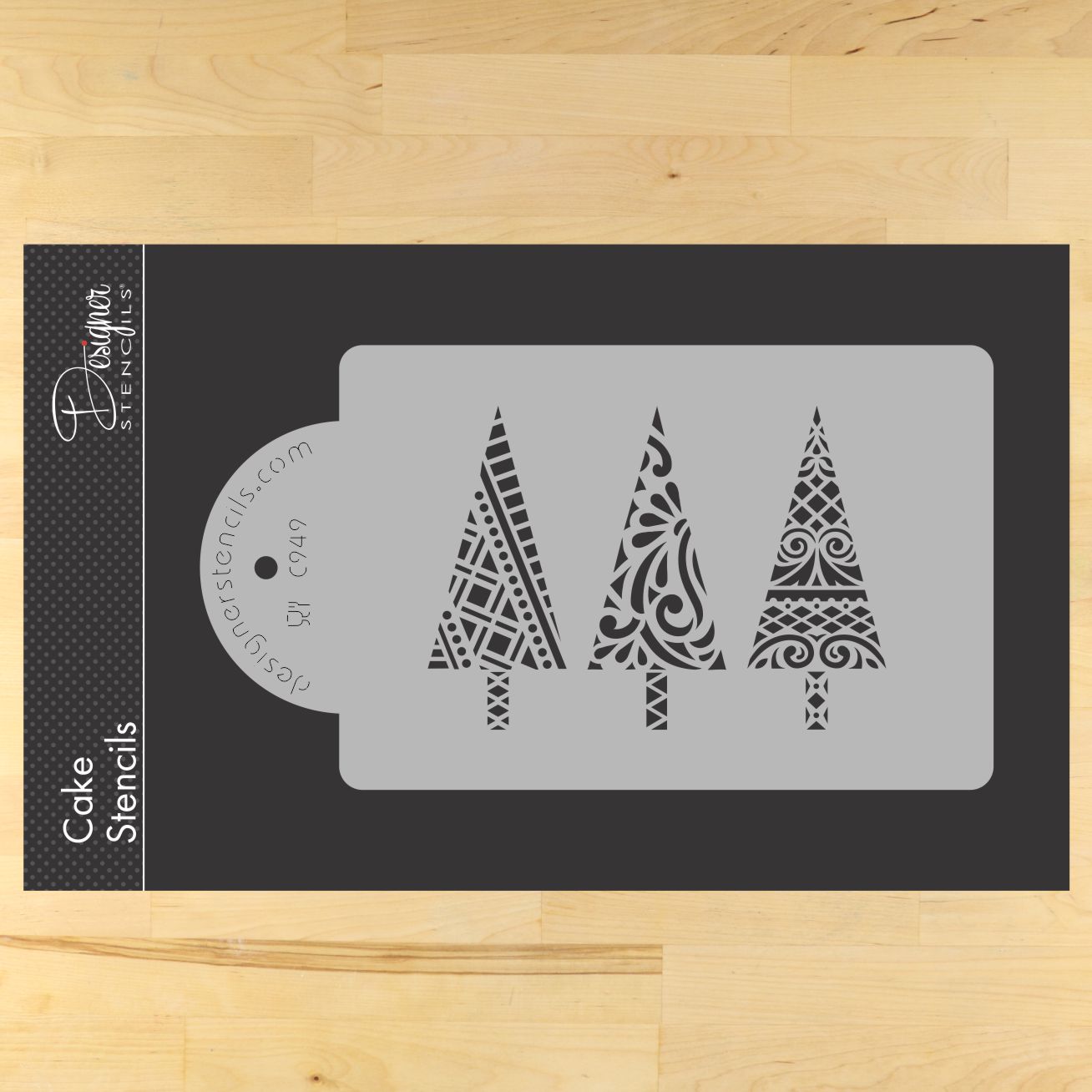 Modern Style Christmas Tree Cake Side Stencil Confection Couture Stencils