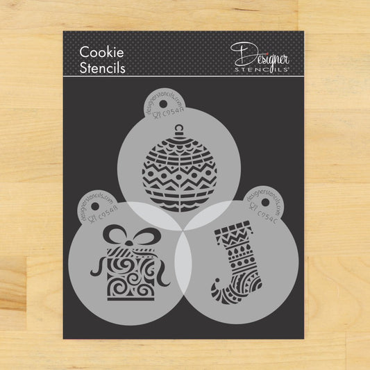 Modern Christmas Round Cookie Stencil Set by Designer Stencils