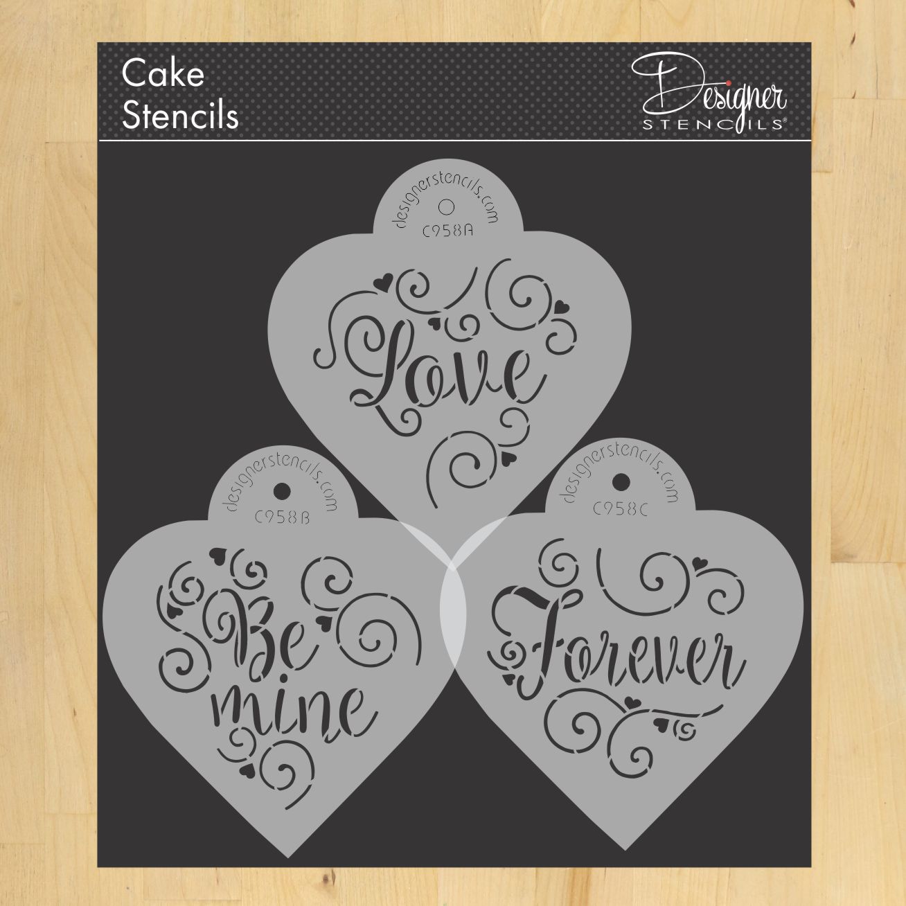Love Be Mine Forever Heart Shaped Cookie Stencil Set by Designer Stencils
