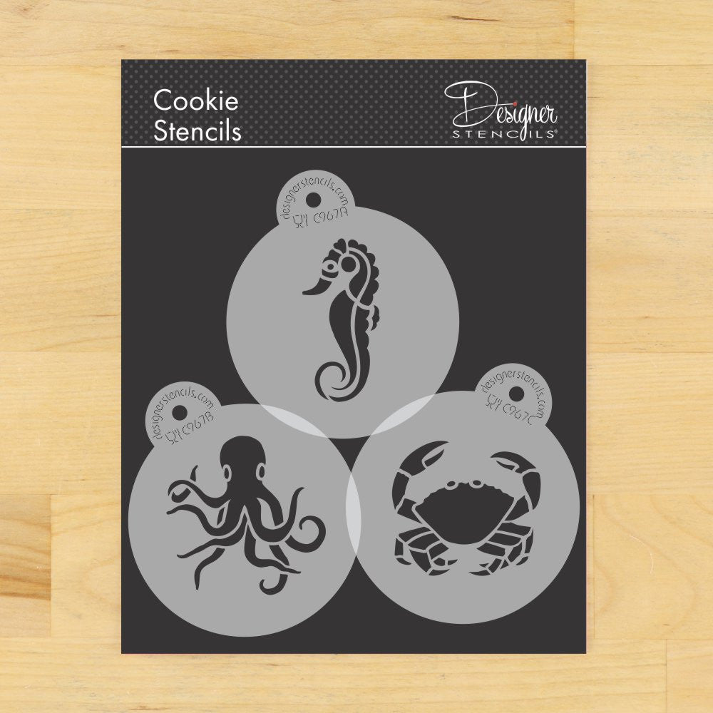 Sea Creatures Round Cookie Stencil Set by Designer Stencils