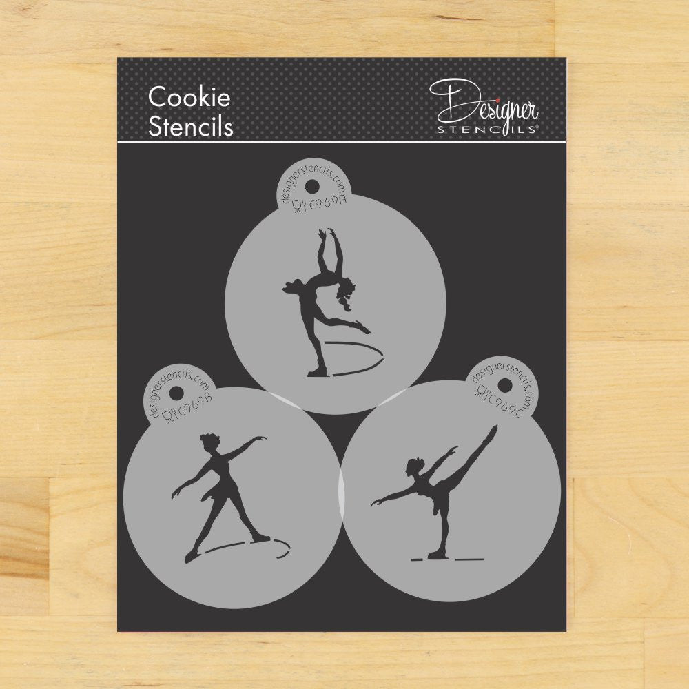Figure Skaters Round Cookie Stencil Set by Designer Stencils